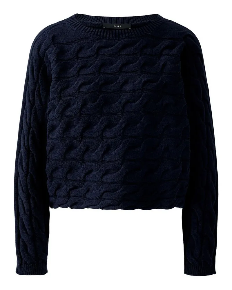 Oui  Rundhals-Pullover  blau Blau