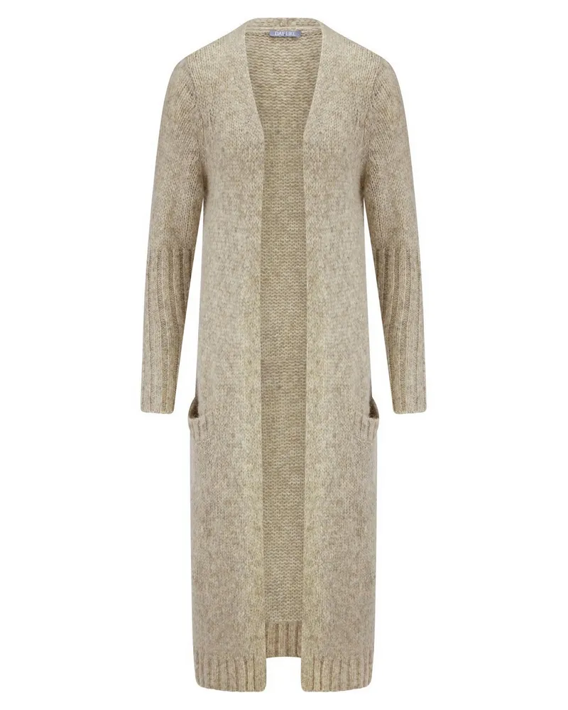 DAY.LIKE Strickmantel V-Ausschnitt  beige Beige