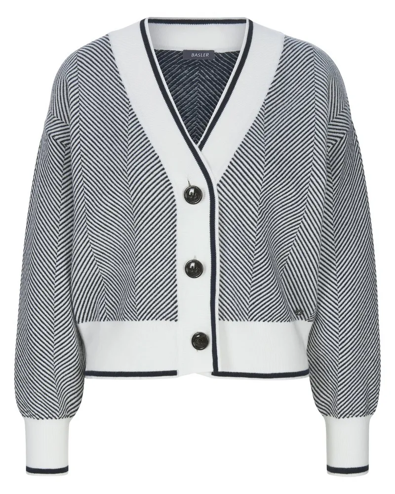 Basler Strickjacke tiefem V-Ausschnitt  weiss Weiss