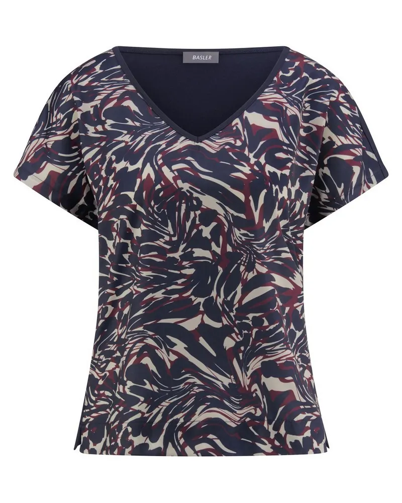 Basler Blusen-Shirt V-Ausschnitt  blau Blau