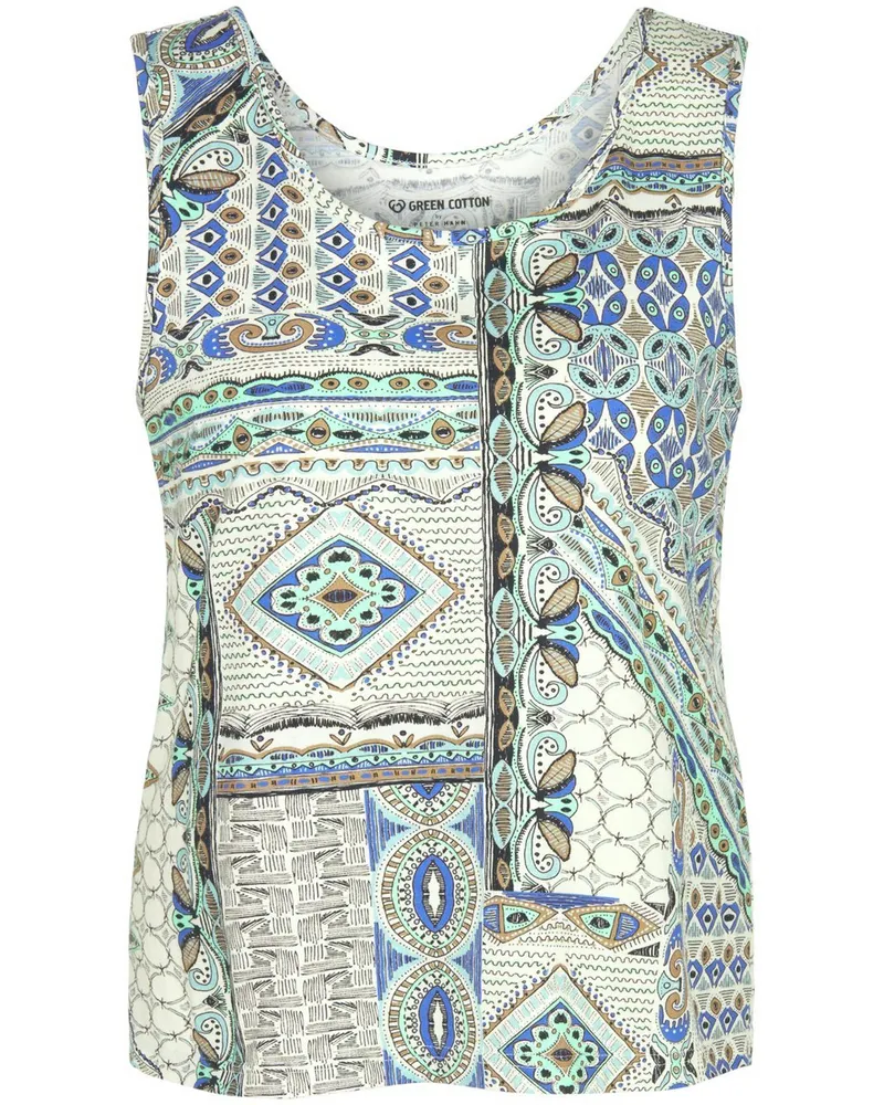 Green Cotton Top Wilma Rundhals-Ausschnitt  mehrfarbig Mehrfarbig