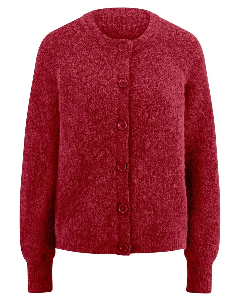 Peter Hahn Strickjacke Rundhals-Ausschnitt  rot Rot