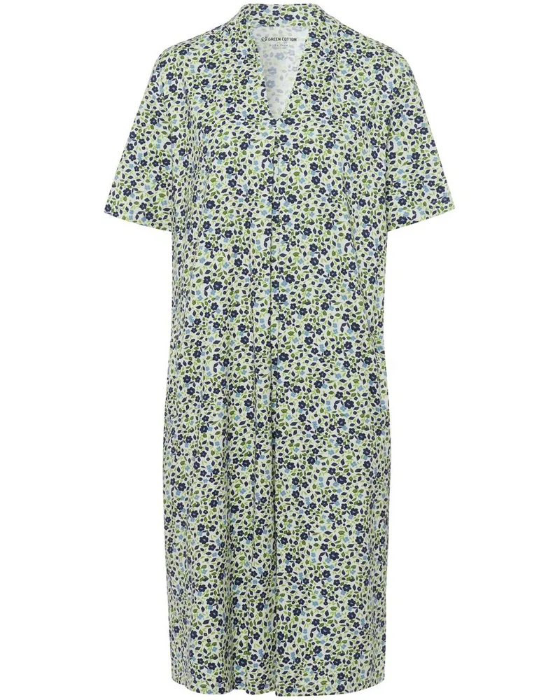 Green Cotton Jersey-Kleid Gerda  weiss Weiss