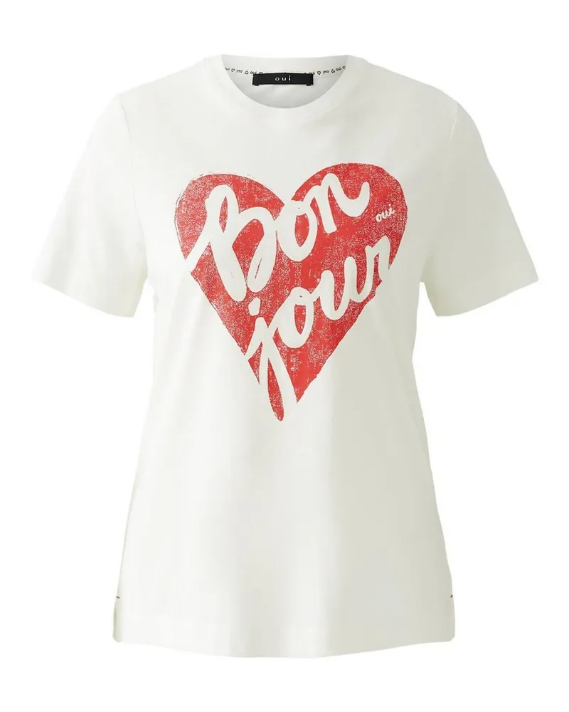 Oui  Rundhals-Shirt  weiss Weiss