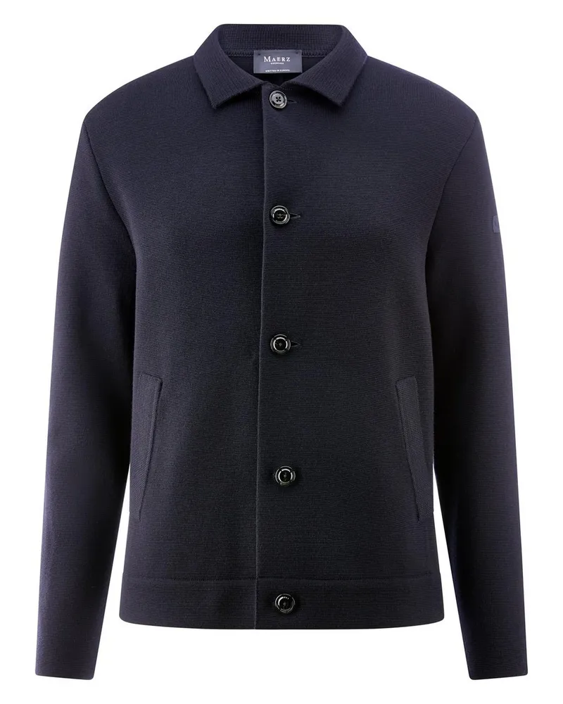 Maerz Strickjacke Hemdkragen  blau Blau