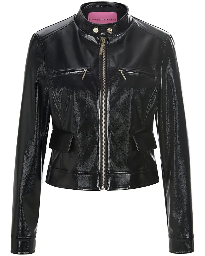 Marcel Ostertag Lederjacke  schwarz Schwarz