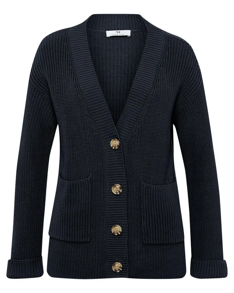 Peter Hahn Strickjacke V-Ausschnitt  blau Blau