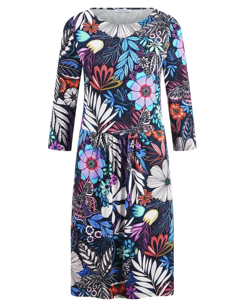 Peter Hahn Jersey-Kleid Rundhals-Ausschnitt  blau Blau