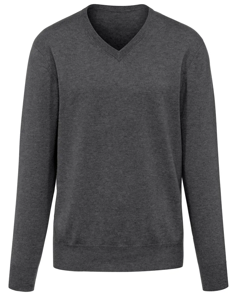 Peter Hahn V-Pullover aus 100% Premium-Kaschmir  Cashmere grau Grau