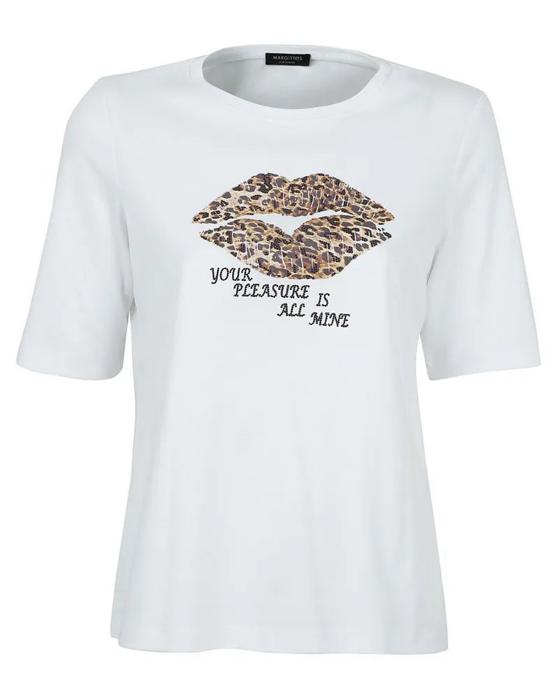Margittes Rundhals-Shirt  weiss Weiss