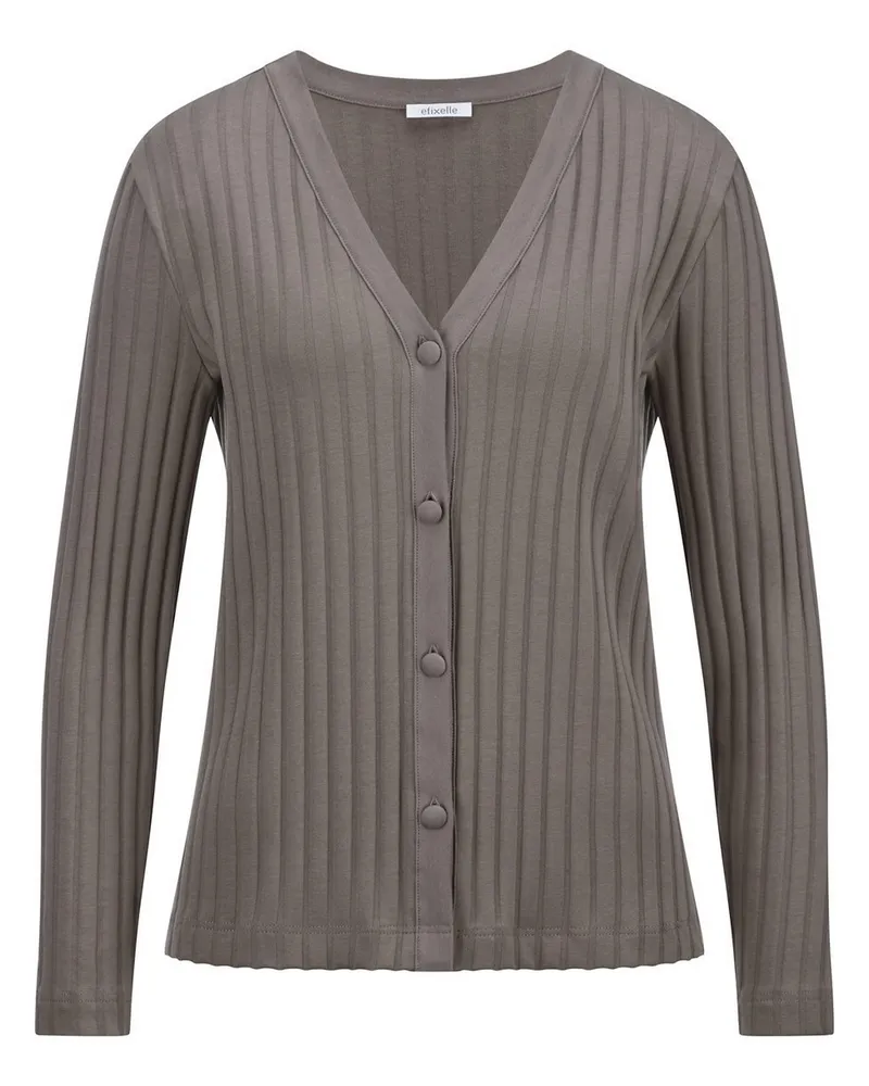 Efixelle Shirtjacke V-Ausschnitt  beige Beige