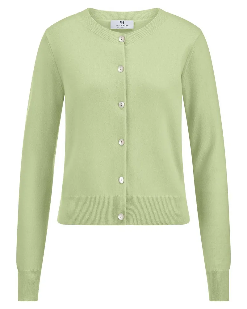 Peter Hahn Strickjacke Rundhals-Ausschnitt  grün Grün