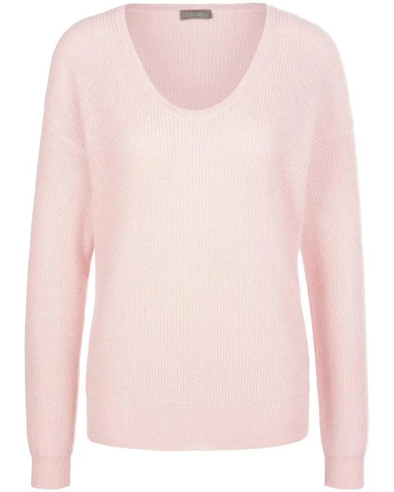 Include Rundhals-Pullover aus Seide und Kaschmir  orange Orange