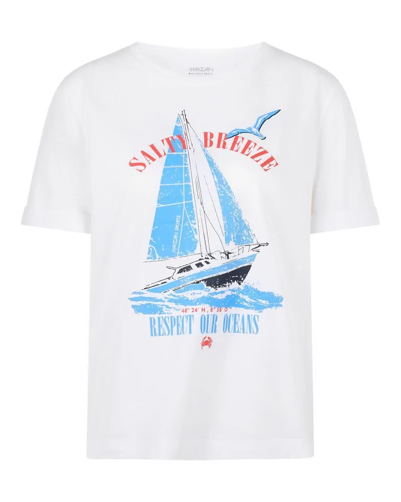 Marc Cain Rundhals-Shirt  weiss Weiss