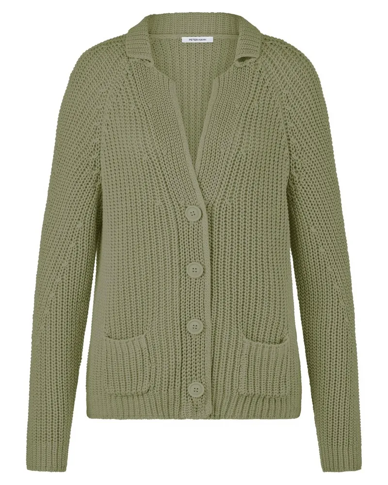Peter Hahn Strickblazer Revers­kragen  grün Grün