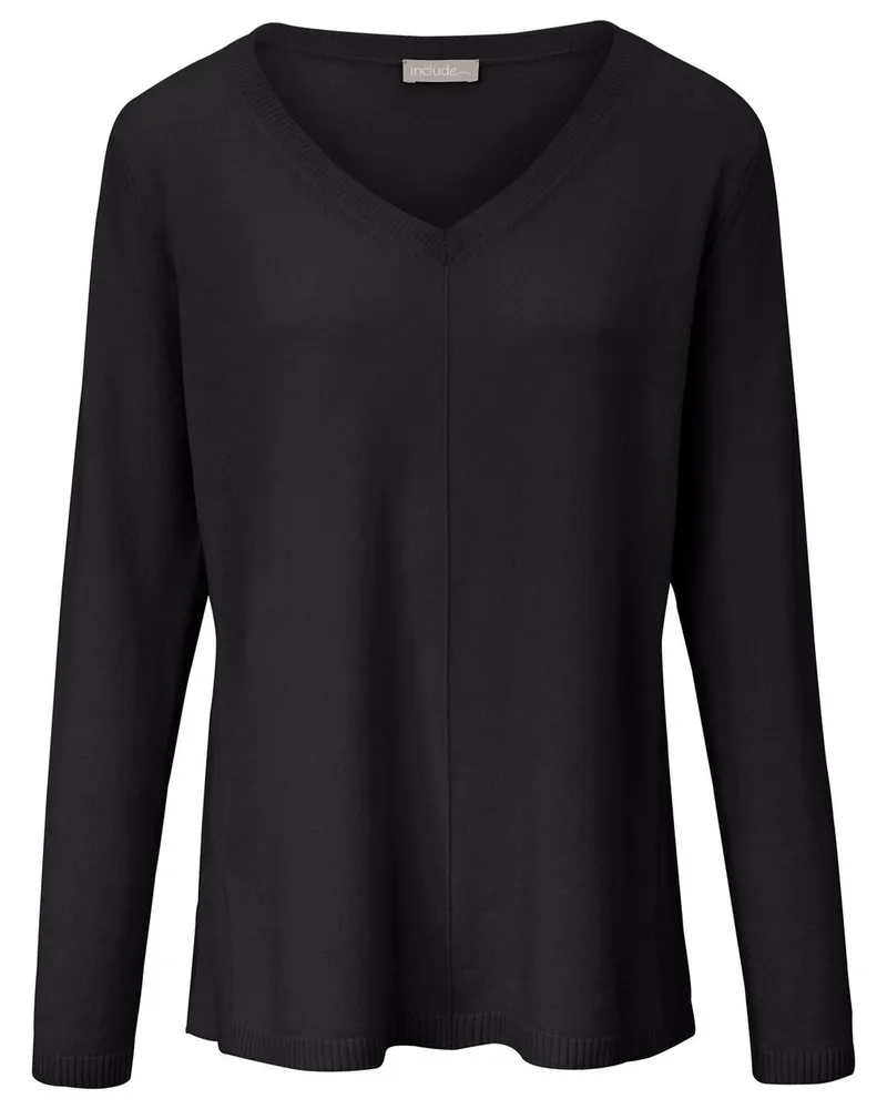 Include V-Pullover aus 100% Premium-Kaschmir  schwarz Schwarz