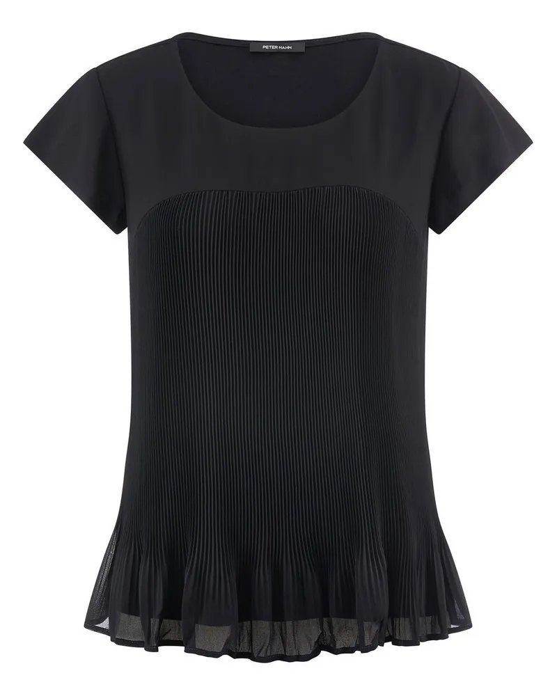 Peter Hahn Shirt Rundhals-Ausschnitt  schwarz Schwarz