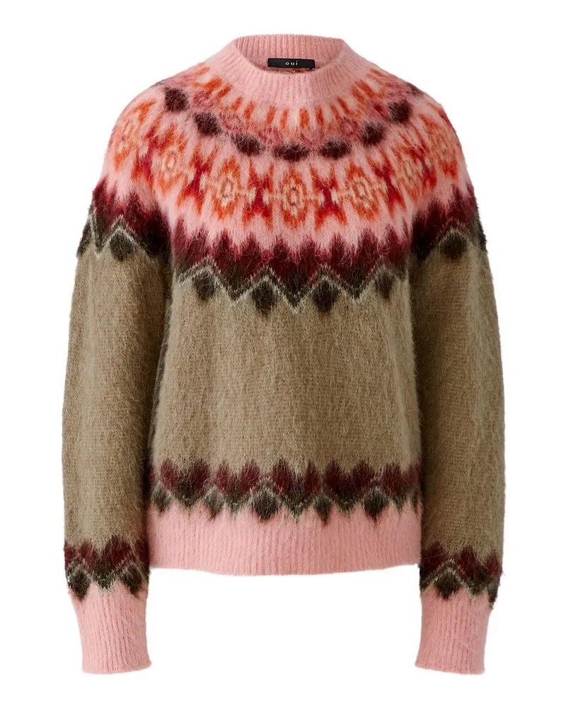 Oui  Rundhals-Pullover  beige Beige