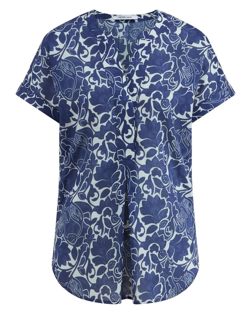 Peter Hahn Bluse Rundhals-Ausschnitt  blau Blau