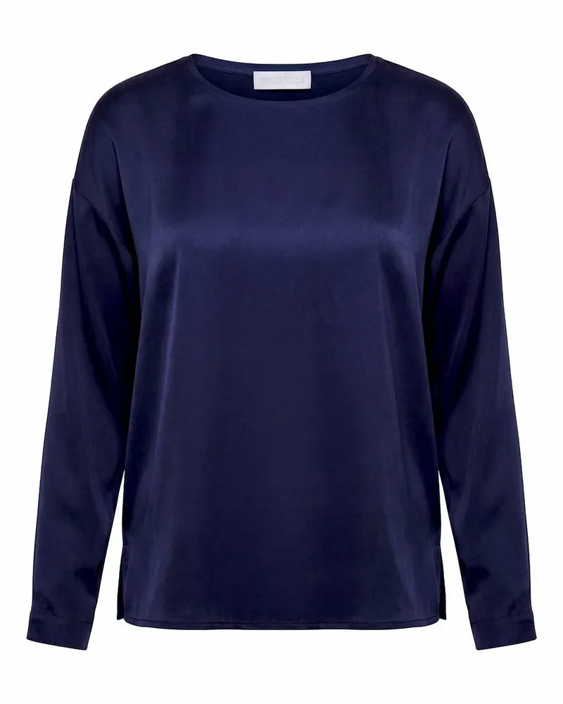 St. Emile Bluse Rundhals-Ausschnitt  blau Blau