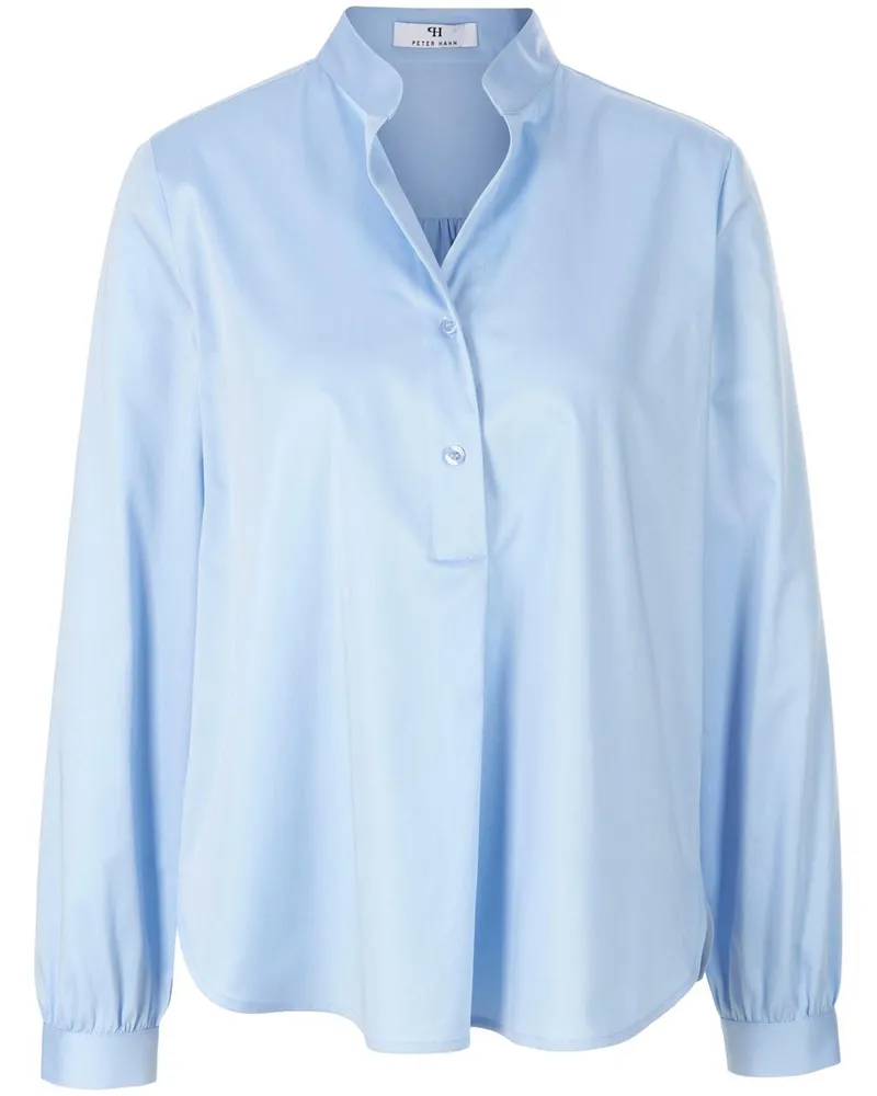 Peter Hahn Bluse Stehkragen  blau Blau