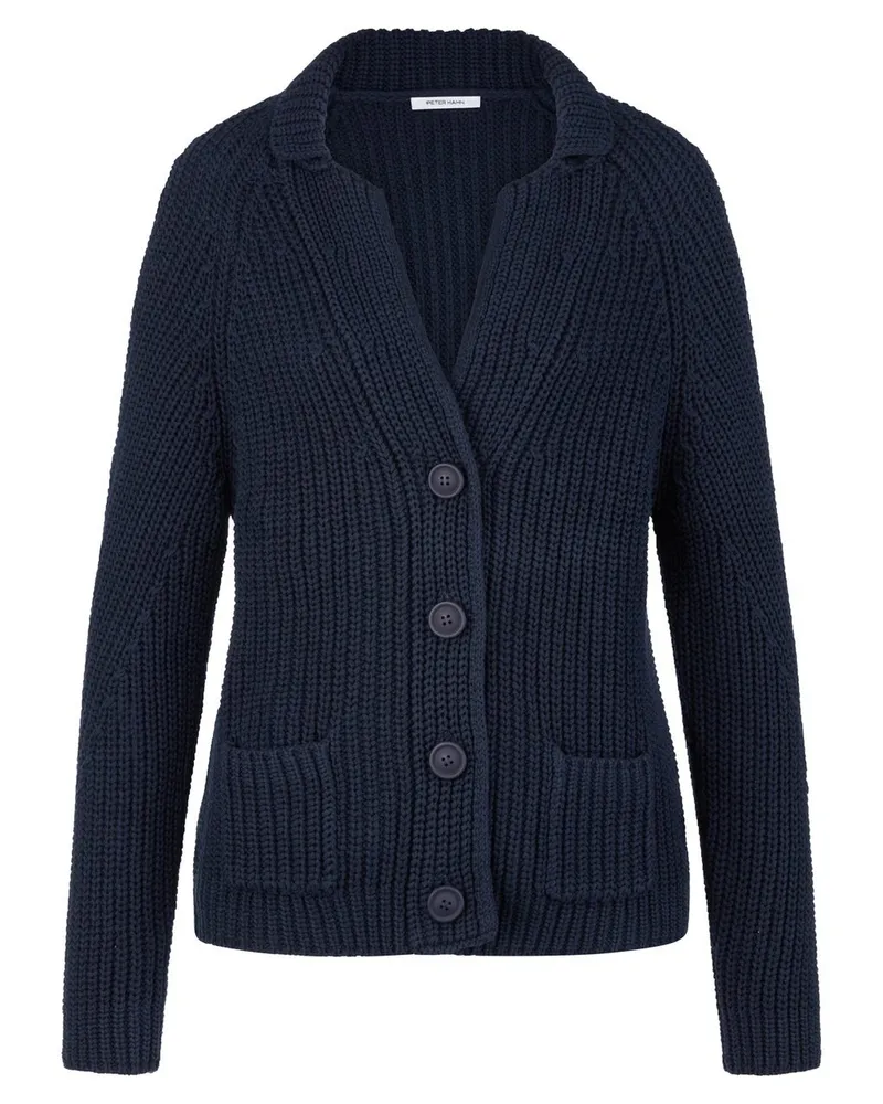 Peter Hahn Strickblazer Revers­kragen  blau Blau