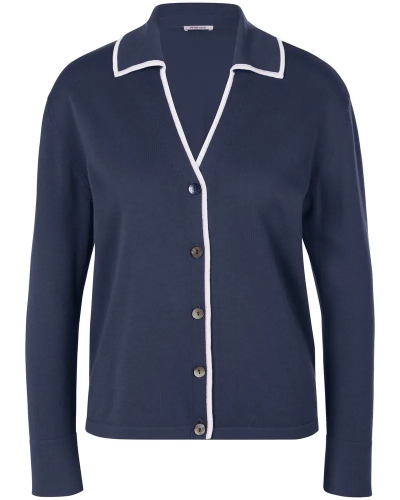Peter Hahn Strickjacke 100% SUPIMA®-Baumwolle  blau Blau