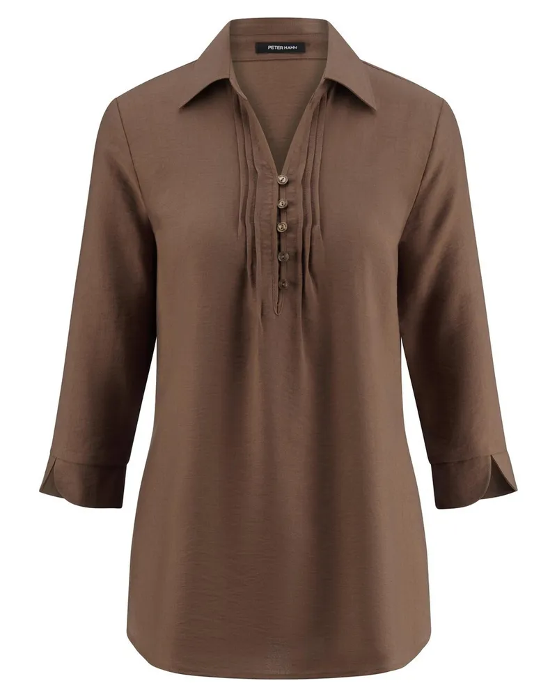 Peter Hahn Long-Bluse Hemdkragen  braun Braun