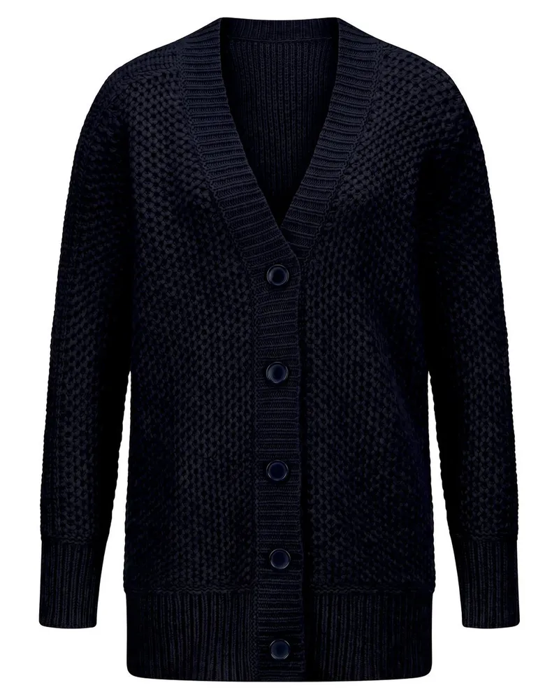 FADENMEISTER BERLIN Long-Strickjacke aus Schurwolle und Kaschmir  blau Blau