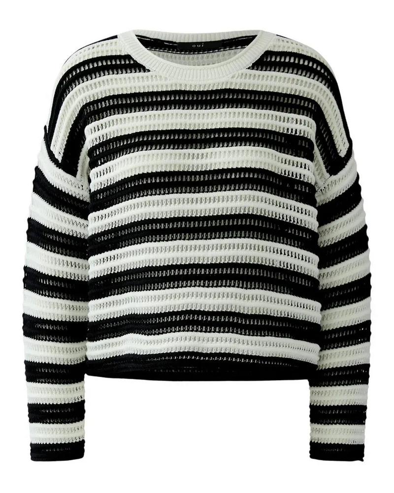Oui  Rundhals-Pullover  schwarz Schwarz