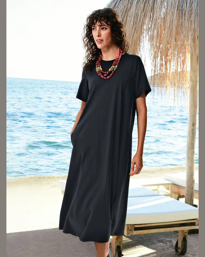 Green Cotton Jersey-Kleid Isa  schwarz Schwarz