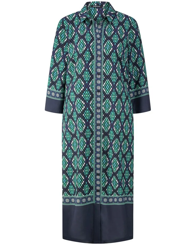 Peter Hahn Kleid im Hemdblusen-Style  blau Blau