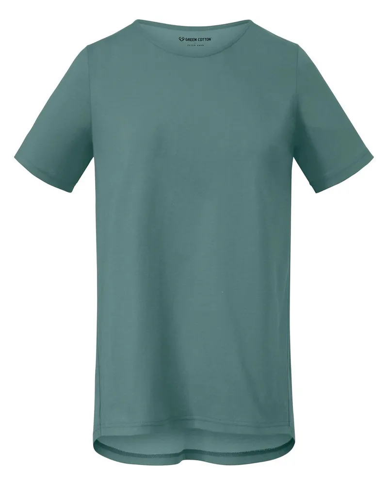 Green Cotton Rundhals-Shirt Benedikte  grün Grün