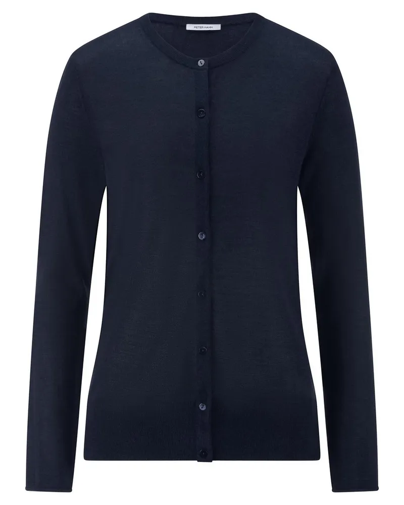 Peter Hahn Strickjacke Rundhals-­Ausschnitt  blau Blau