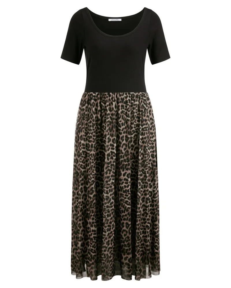 Efixelle Kleid Rundhals-Ausschnitt  schwarz Schwarz