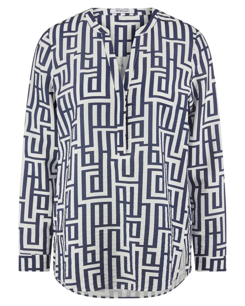 Peter Hahn Bluse V-Öffnung  blau Blau