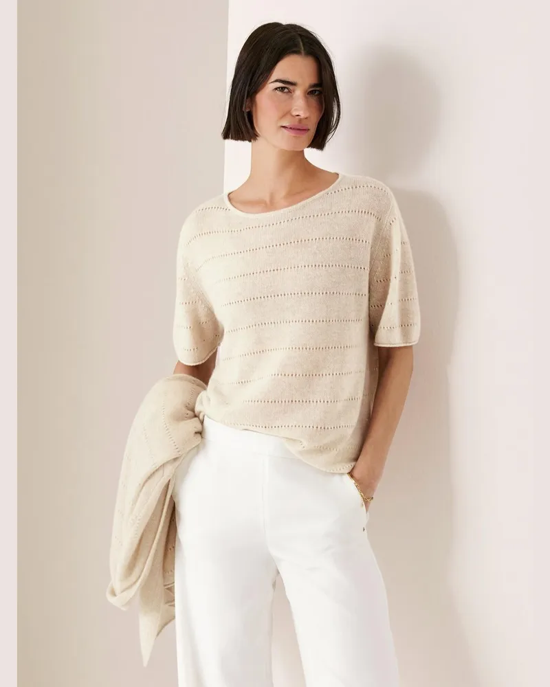 Peter Hahn Pullover U-Boot-Ausschnitt  beige Beige