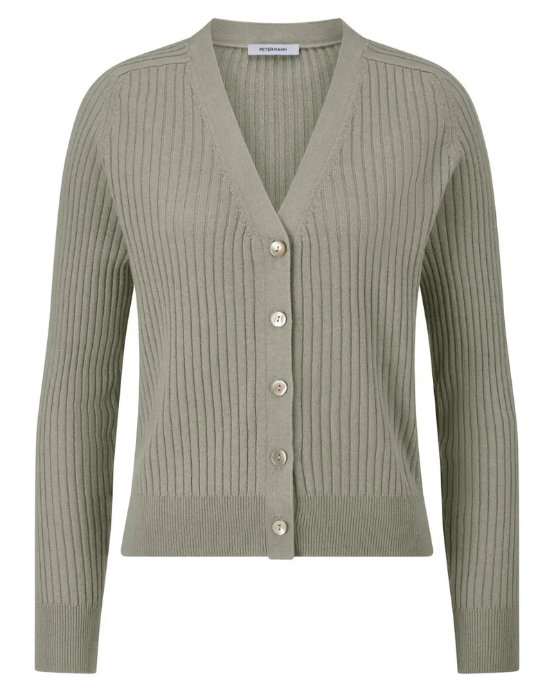 Peter Hahn Strickjacke tiefem V-Ausschnitt  grün Grün