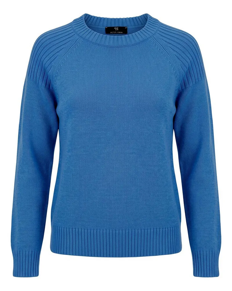 Peter Hahn Rundhals-Pullover  blau Blau