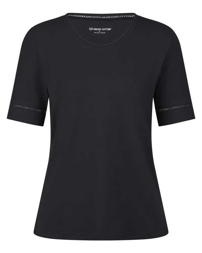 Green Cotton Rundhals-Shirt Frida  schwarz Schwarz