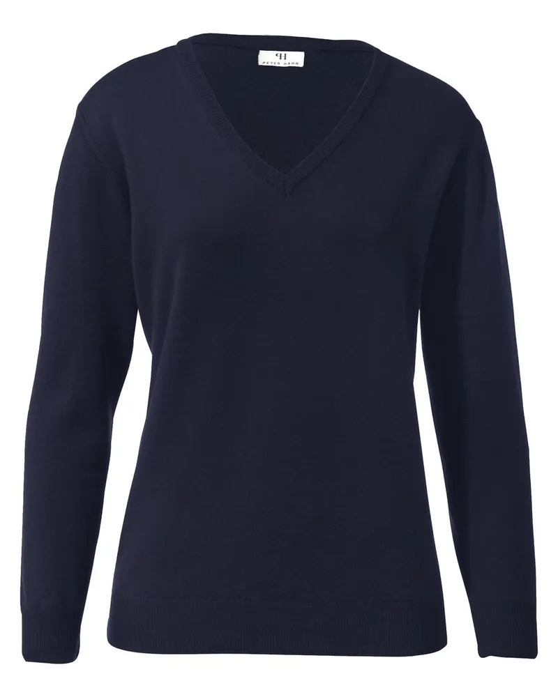 Peter Hahn V-Pullover aus 100% Schurwolle Pure Tasmanian Wool  blau Blau