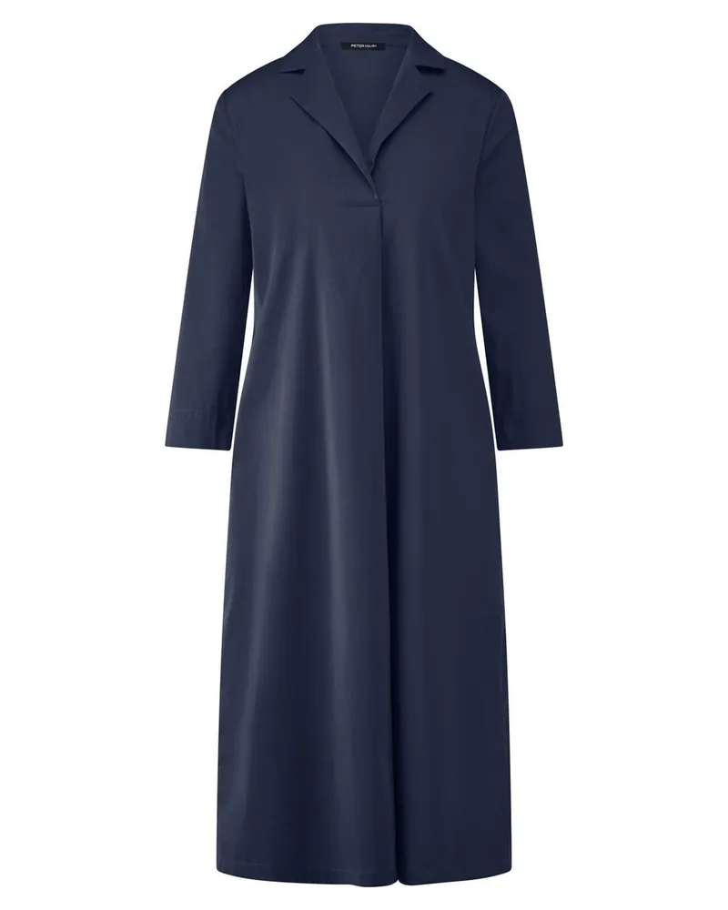 Peter Hahn Kleid kleinem Reverskragen  blau Blau