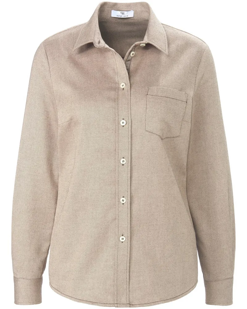 Peter Hahn Bluse Hemdkragen  beige Beige