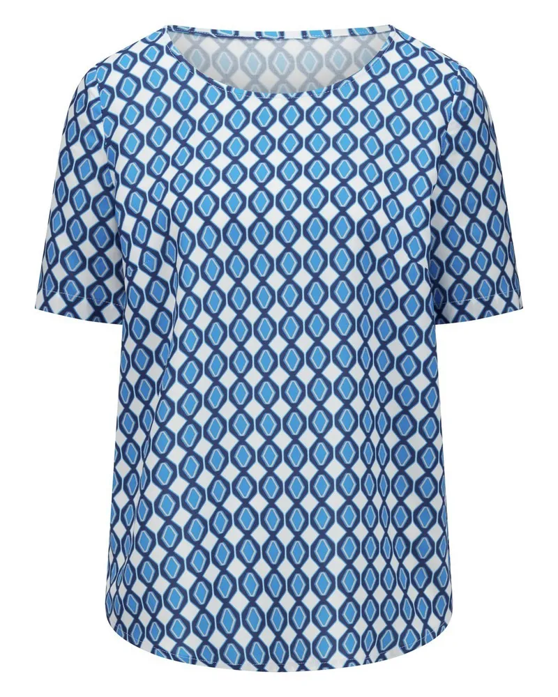 Peter Hahn Rundhals-Bluse  blau Blau