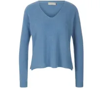 V-Pullover aus 100% Premium-Kaschmir  blau