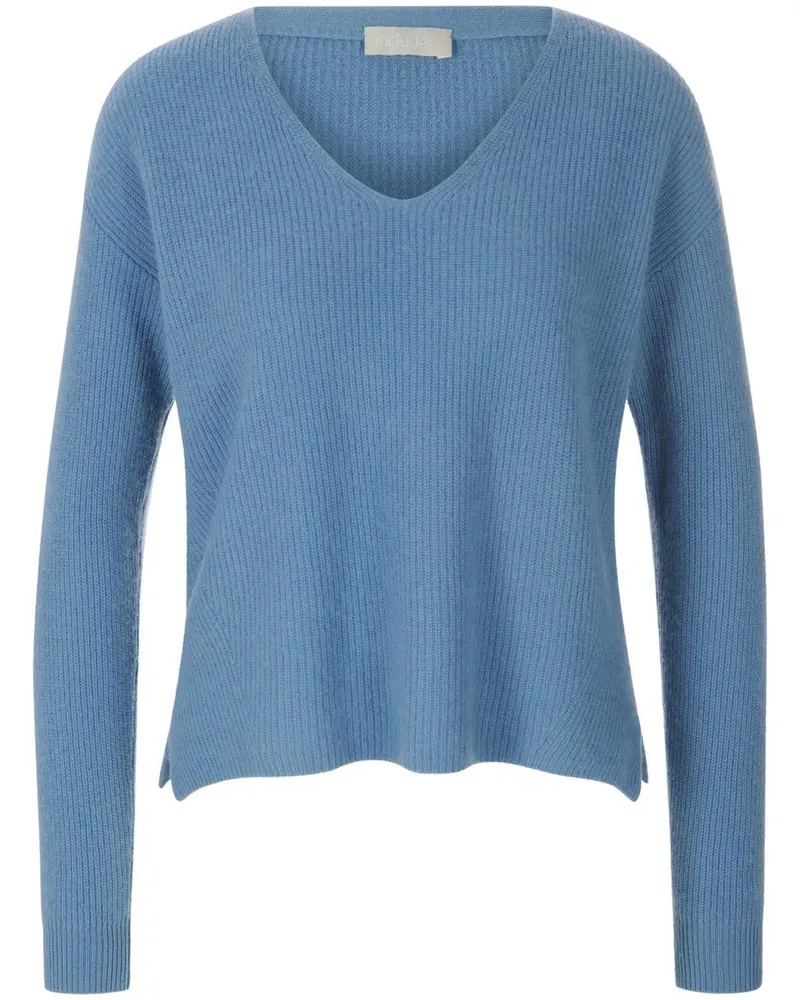 Include V-Pullover aus 100% Premium-Kaschmir  blau Blau