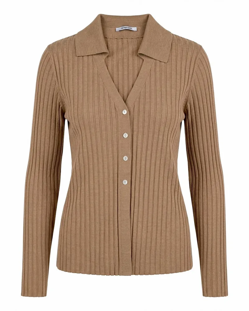 Peter Hahn Polo-Strickjacke  braun Braun