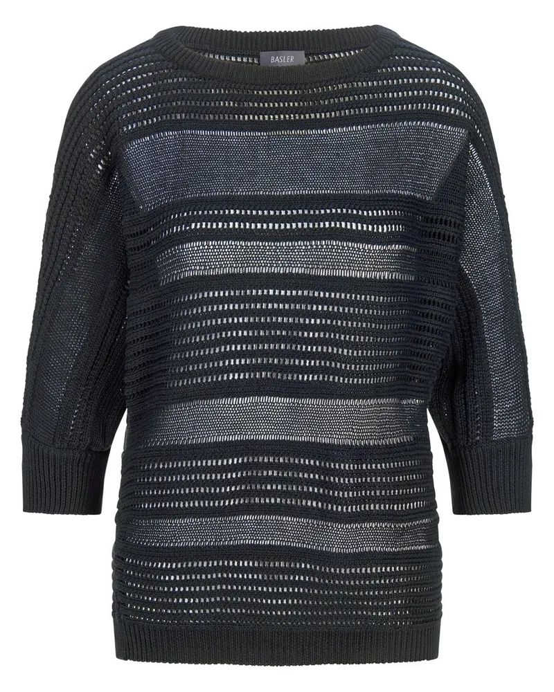 Basler Strickpullover  schwarz Schwarz