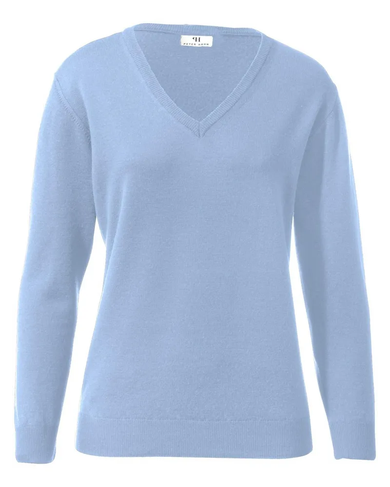 Peter Hahn V-Pullover aus 100% Schurwolle Pure Tasmanian Wool  blau Blau