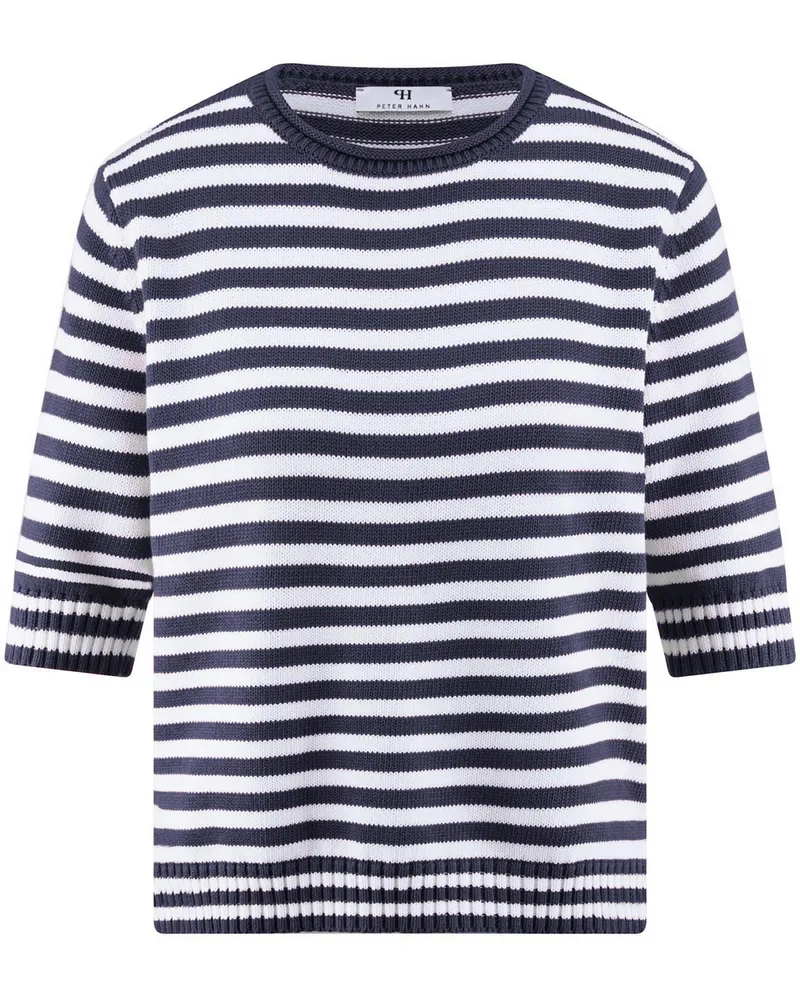 Peter Hahn Rundhals-Pullover Rollkante  blau Blau